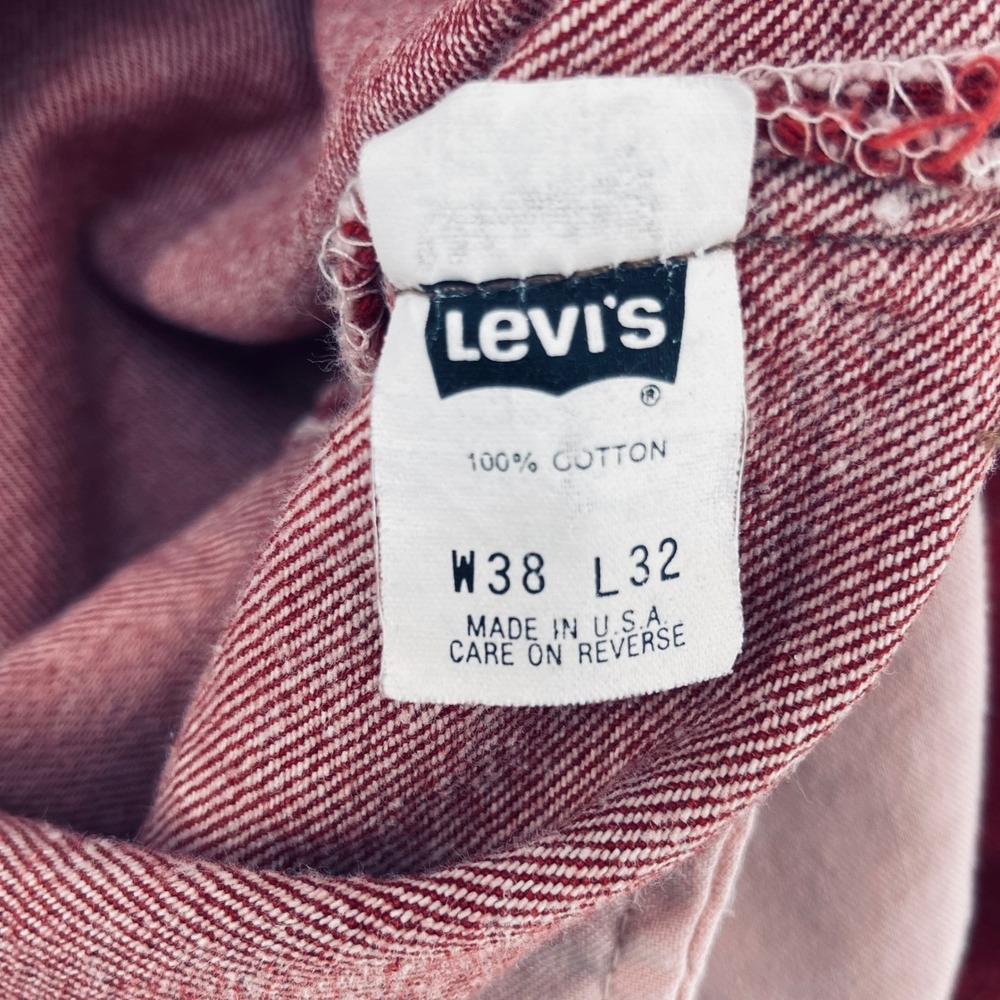 Vintage Levi 501 Jeans Men 38x32 Red Button Fly Baggy Denim Made in USA 1990s - Picture 7 of 16